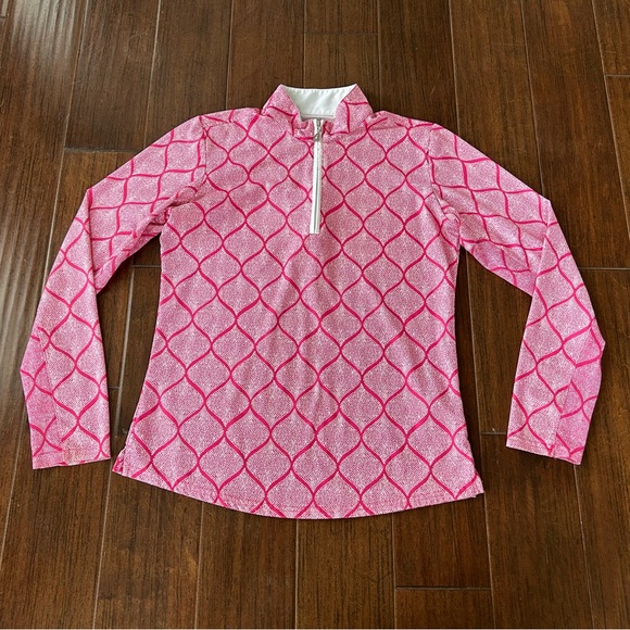 sansoleil Tops - SanSoleil SolCool 1/4 Zip Pullover 
Pink White 
Size Medium